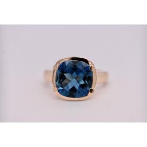 18k Rose Gold Ring With London Blue Topaz