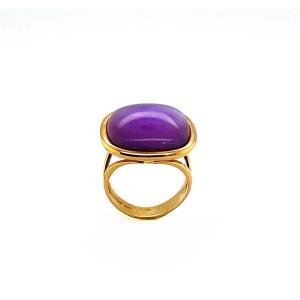 18k Gold Ring With Mother-of-pearl And Amethyst
