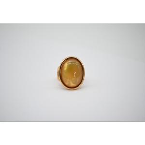 18k Yellow Gold Ring With Double-sided Citrine And Smoky Quartz