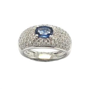 18k White Gold Cocktail Ring With Sapphire And Diamonds