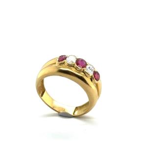 Antique 18 Karat Gold Diamonds Ruby Ring
