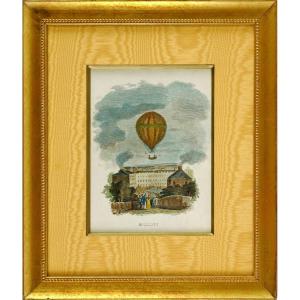 Rare "balloon" Engraving (mongolfiere / Ballon) - Ep. 1st Half 19th