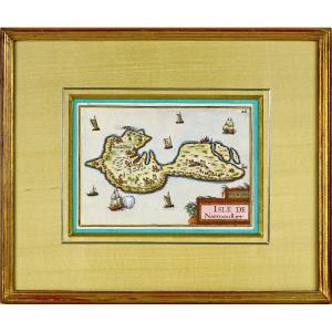 Rare Engraving Of The Island Of Narmoustier (island Of Noirmoutier) - Ep. 17th