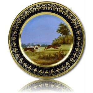 Paris Porcelain Plate - Attributed To The Darte Manufactory In Paris - Empire Period