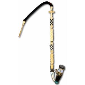 Pipe In French Or German Porcelain And Organic Material - 19th Century