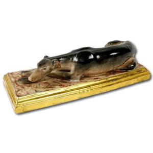 Greyhound Couch In Paris Porcelain - Early 19th Century