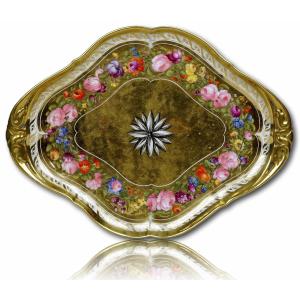 Small Tray With Scalloped Edges In Paris Porcelain - Empire Period