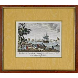 Engraving Of The City And Port Of La Rochelle, Capital Of The Province Of Aunis - 18th Century