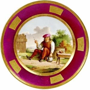 Paris Porcelain Plate After Teniers - Consulat Period