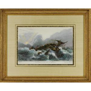 Engraving - Shipwreck Off The Coast Of Africa Of The English Three-masted Sailing Ship Woodrop Sims - Ep. 19th