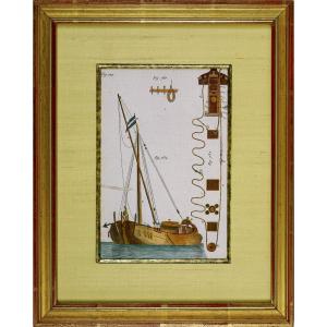 Engraving - Marine - Fishing Ship (boat) - Ep. 18th