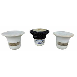 Set Of “perfumer Pile” (shine Mortars) In Porcelain – France – 19th Century