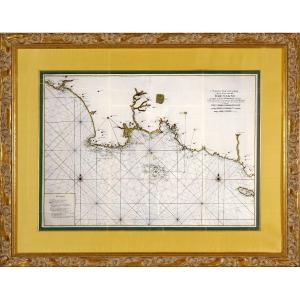 Engraving - Large Marine Chart From The Bay Of Audierne To The Island Of Groa (groix) - 18th Century