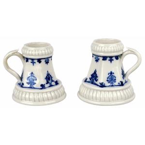 Pair Of Small Porcelain Candlesticks By Didier Gardillou - 20th Century