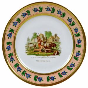 Paris Porcelain Plate - The Prodigal Son Tending The Swine - 19th Century