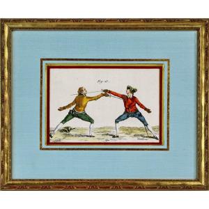 Engraving Fencing - Of The Quarte Riposte After The Quarte Parade - Ep. XVIII (1763)