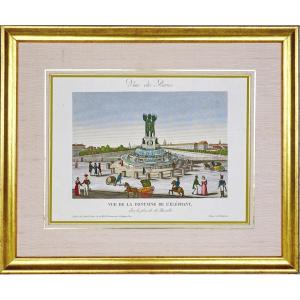 Engraving Paris - View Of The Elephant Fountain - On The Place De La Bastille - 19th Century