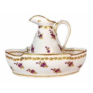 Water Jug And Basin - Manufacture A La Reine - Paris Porcelain - 18th Century