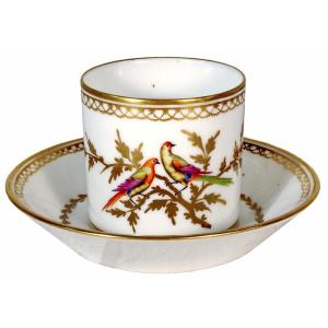 Tasse And Its Soucoupe In Porcelain Of Paris - Manufacture / Atelier Vve Et Cie - Ep. XVIIIe