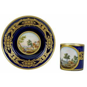Tasse Litron And Its Soucoupe (3e Grandeur) In Sevres Hard Porcelain - Ep. XVIIIe