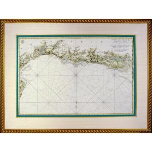 Beautiful And Large Marine Map - From Le Havre De Grâce To Isigny Sur Mer - Ep. XVIIIe