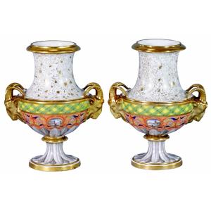 Pair Of Vases - France - Manufacture Indéterminée - Attributed To Paris - 18th C.