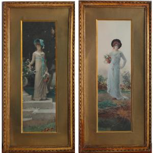 Pair Of  Photogravures By Marcus Stone (1840-1921) - Art Nouveau 1900
