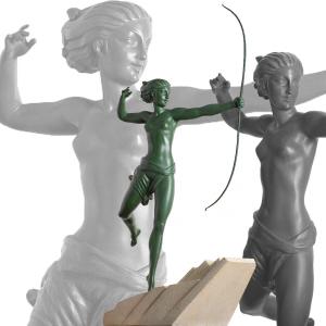Large Atalante Sculpture 27,2 Inch De Marco Diane Chasseresse Max Le Verrier  - 1928 Art Deco 