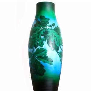 Monumental Oak And Acorns Vase Signed Argental Paul Nicolas St Louis Nancy 1919 Art Nouveau