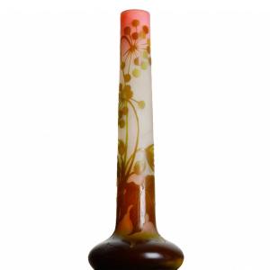 Large Vase With Umbels By Emile Gallé Circa 1900 Art Nouveau - Era Daum, Muller, Delatte 