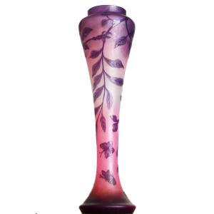 Large Butterfly Vase By Weis 50.5 Cm, Era Delatte, Gallé, Daum, Muller - Art Nouveau 1910