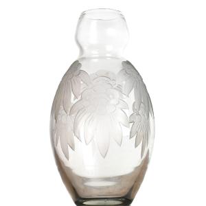 Large Modernist Vase Stylized Flowers Legras Art Deco 1930 Era Daum, Gallé, d'Argental, Muller