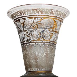 Rare Daum Nancy Vase Engraved By Gallé, Schneider, Muller, Lalique, Art Deco 1923-1925