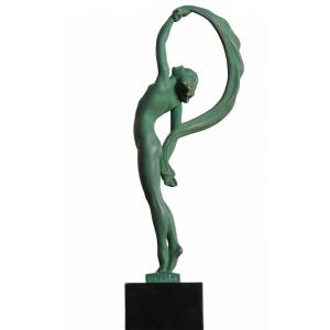 Sculpture Max Le Verrier Zephyr Model Signed Guerbe Art Deco 1930