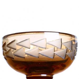 Round Bowl On Heel In Smoked Glass, Jean Luce (1895-1964) - Art Deco 1925