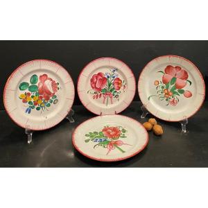 4 Plates, Bouquets Of Flowers