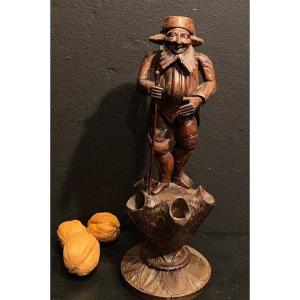Wooden Statuette, Man With Cane