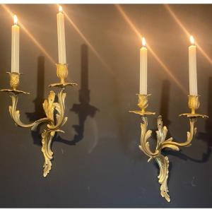 Pair Of Louis XV Sconces In Bronze, XVIII°