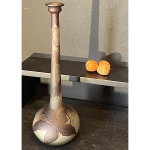 Vase Signé Gallé à Décor De Clématites Ecole de Nancy