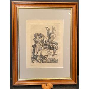 Engraving By Dürer, The Coat Of Arms Of Death, 19th Century
