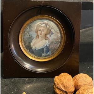 Round Miniature In Its Square Frame