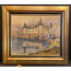 Table, Painting By Haroué Signed R Boulanger