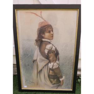 Painting, Pastel Signed Hanriot