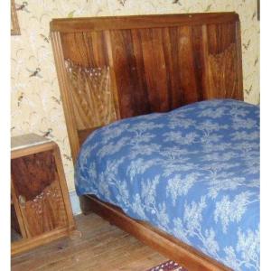 Gauthier Et Poinsignon Bedroom: 1 Bed, 2 Bedside Tables, 2 Chairs And 1 Wardrobe