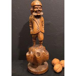 Wooden Statuette, Man With Hood