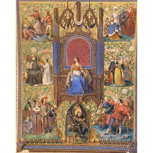 Enluminure Du XIX° Siècle De Auguste Leroux : Les Sept Péchés Capitaux