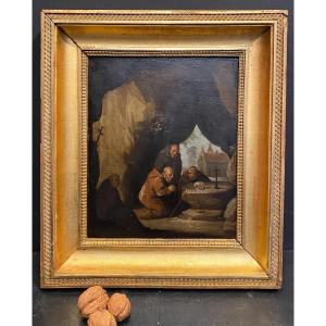 Painting, Painting Of Monks In A Cave