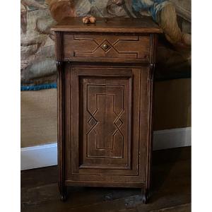 Oak Marquetry Bedside Table