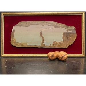 Paesina Plaque In A Small Gilded Frame