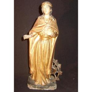 Saint Catherine, Small Gilded Wooden Statue